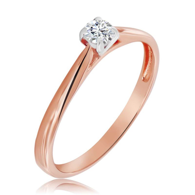 Różowy pierścionek z diamentem