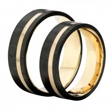 Obrączki carbonowe ze złotem 585 płaskie 