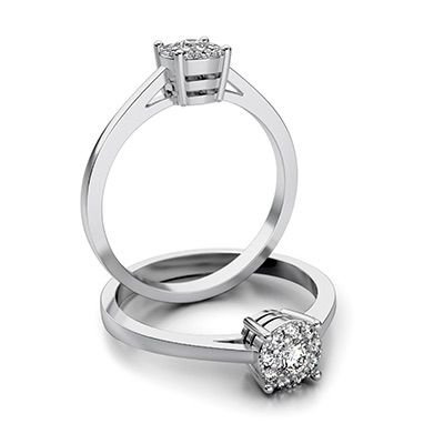 Pierścionek z brylantami z białego złota