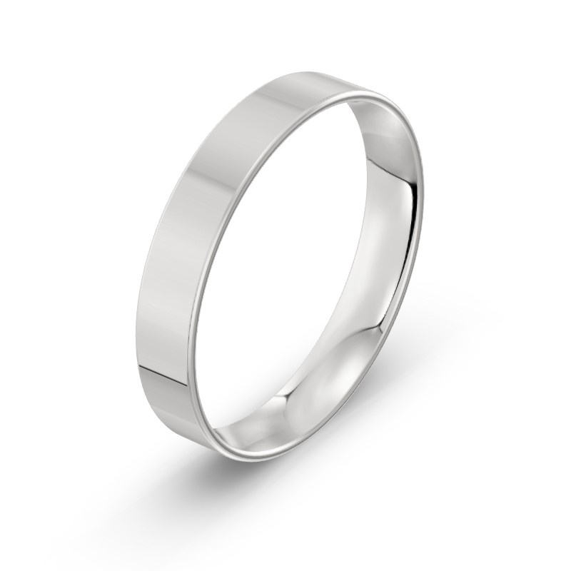Męska obrączka ślubna klasyczna płaska 4mm białe złoto 585 SLIM