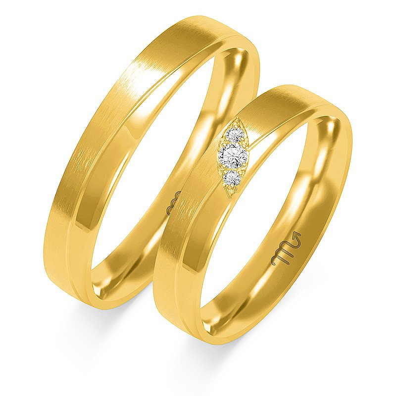 Obrączki ślubne z falą 4mm dwukolorowe złoto żółte i białe próba 585