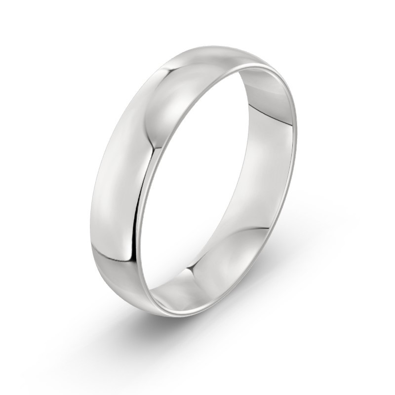 Męska obrączka ślubna klasyczna półokrągła 5mm białe złoto 585