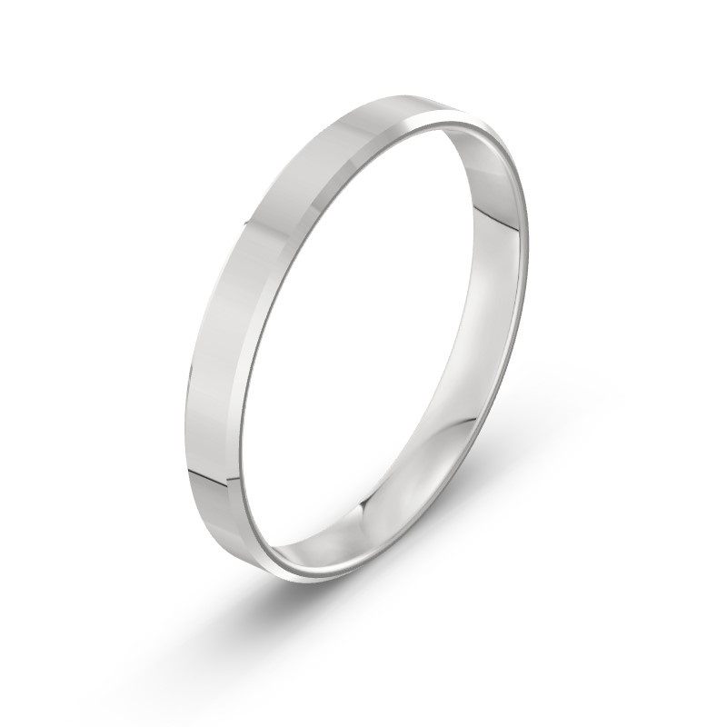 Męska obrączka ślubna klasyczna fazowana 3mm białe złoto 585 SLIM