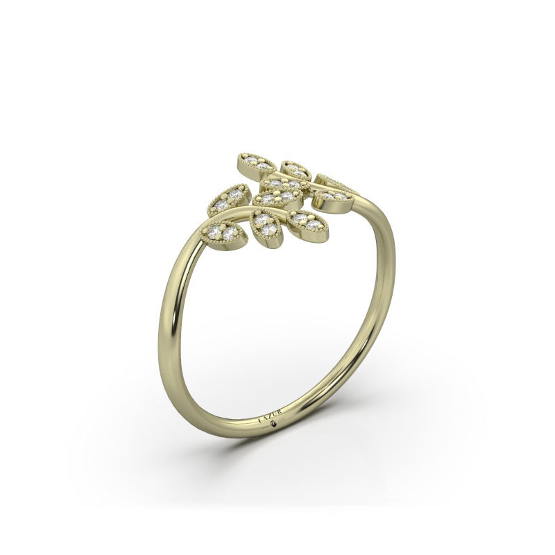 Złoty pierścionek gałązka z brylantami