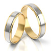 Płaskie obrączki ślubne z paskiem 4,3mm dwukolorowe złoto próba 585