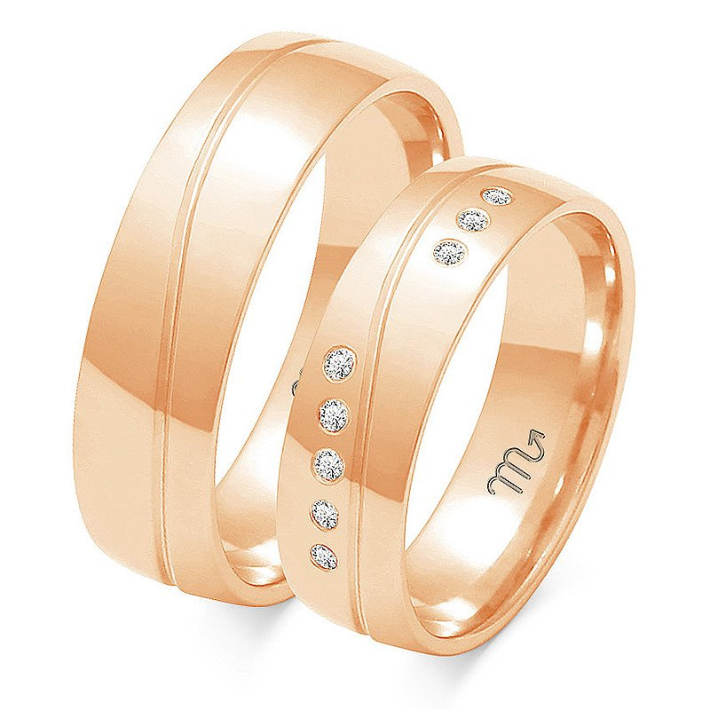 Obrączki ślubne półokrągłe 5,5mm z falą dwukolorowe z żółtym i białym złotem próba 585