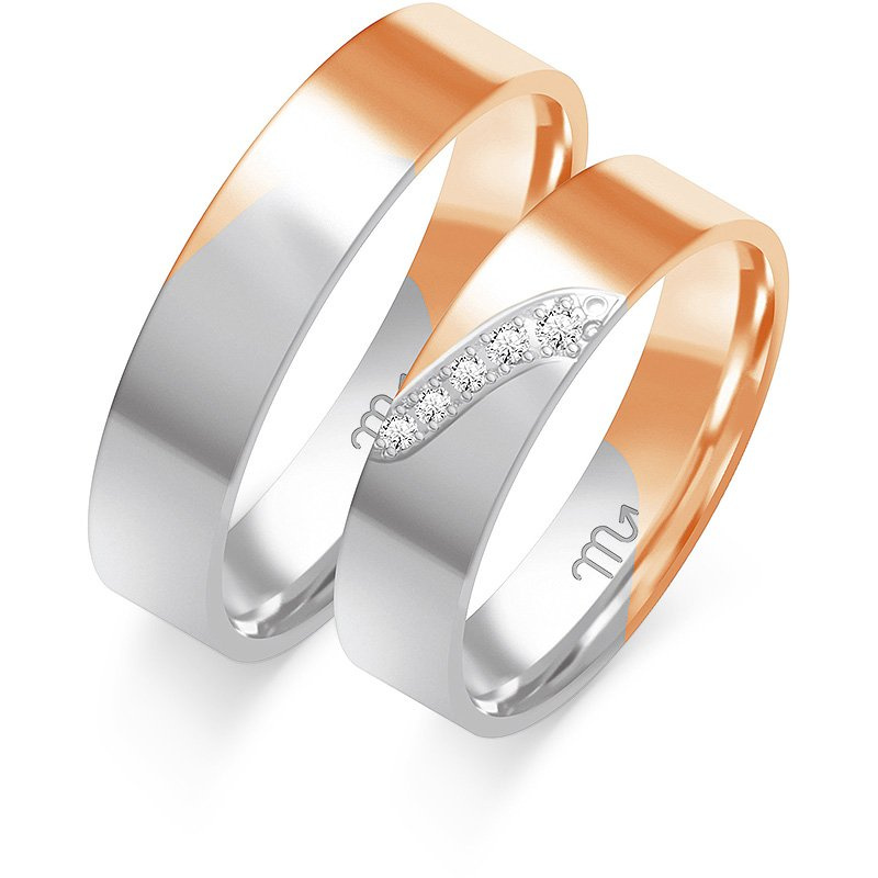 Obrączki ślubne płaskie z kamieniami 5mm złoto próba 585