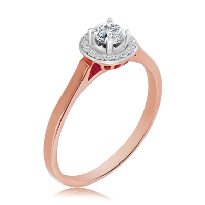 Różowy pierścionek z diamentami