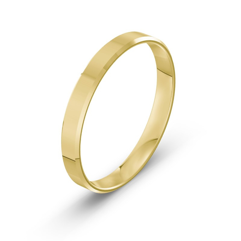 Męska obrączka ślubna klasyczna fazowana 3mm żółte złoto 585 SLIM