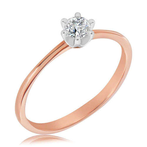 Różowy pierścionek z brylantem naturalnym 