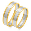Obrączki ślubne płaskie 5mm z kamieniem dwukolorowe żółte i białe próba 585