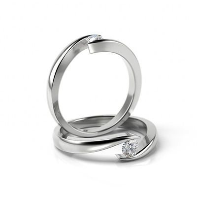 Pierścionek z brylantem z białego złota
