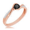 Pierścionek z czarnym diamentem różowe złoto 585