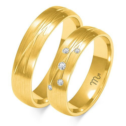Obrączki ślubne ze wzorem półokrągłe 5mm próba 585