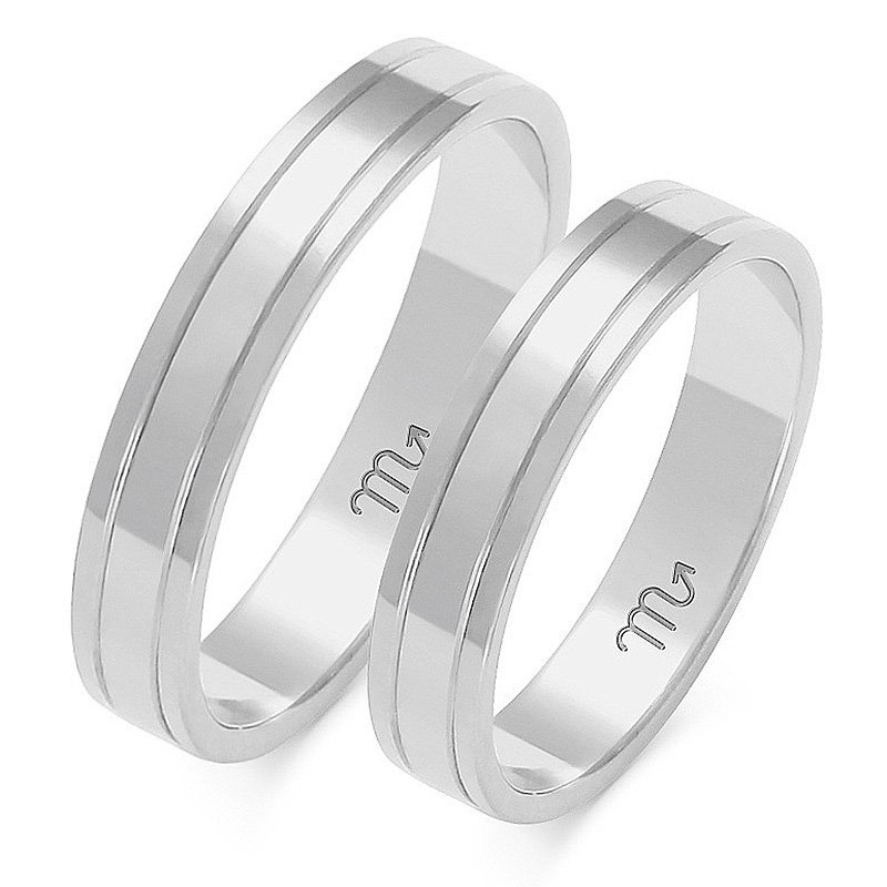 Obrączki ślubne płaskie 4mm dwukolorowe z żółtym i białym złotem próba 585