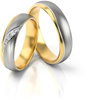 Obrączki ślubne półokrągłe z falą i diamentami w pięknej oprawie 5mm dwukolorowe żółte i białe złoto próba 585