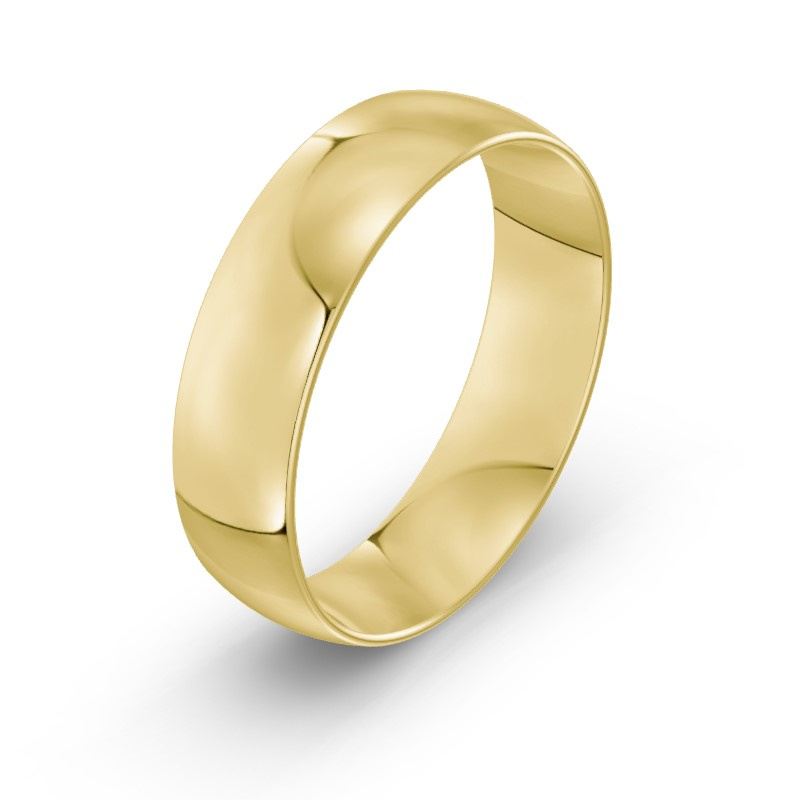 Męska obrączka ślubna klasyczna półokrągła 6mm żółte złoto 585