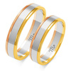 Obrączki ślubne płaskie 4,5mm dwukolorowe białe i żółte złoto próba 585