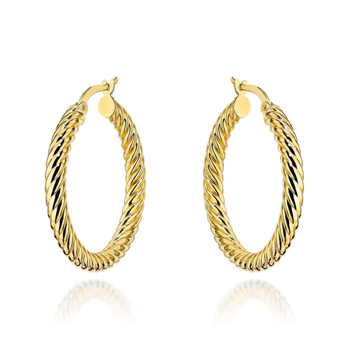 Kolczyki złote kółka o gęstym splocie