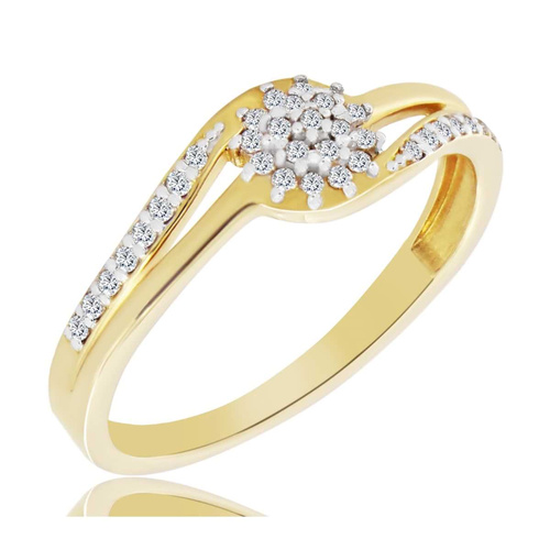 Elegancki żółty pierścionek z diamentami