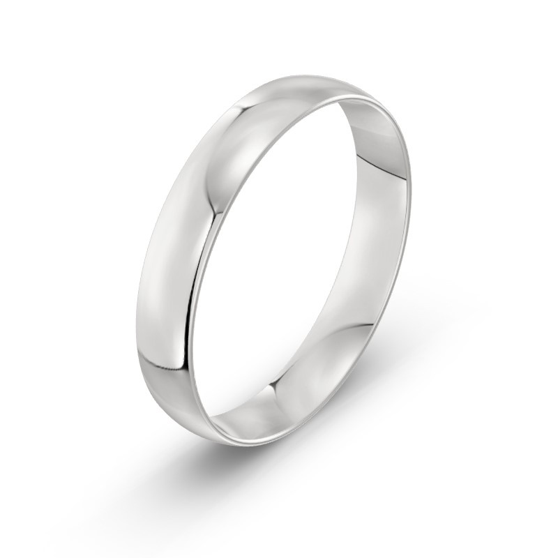 Męska obrączka klasyczna półokrągła 4mm białe złoto 585 SLIM
