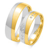 Obrączki ślubne półokrągłe 5,5mm z falą dwukolorowe z żółtym i białym złotem próba 585