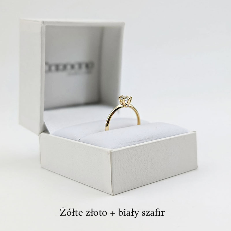 Pierścionek z żółtego złota z szafirem