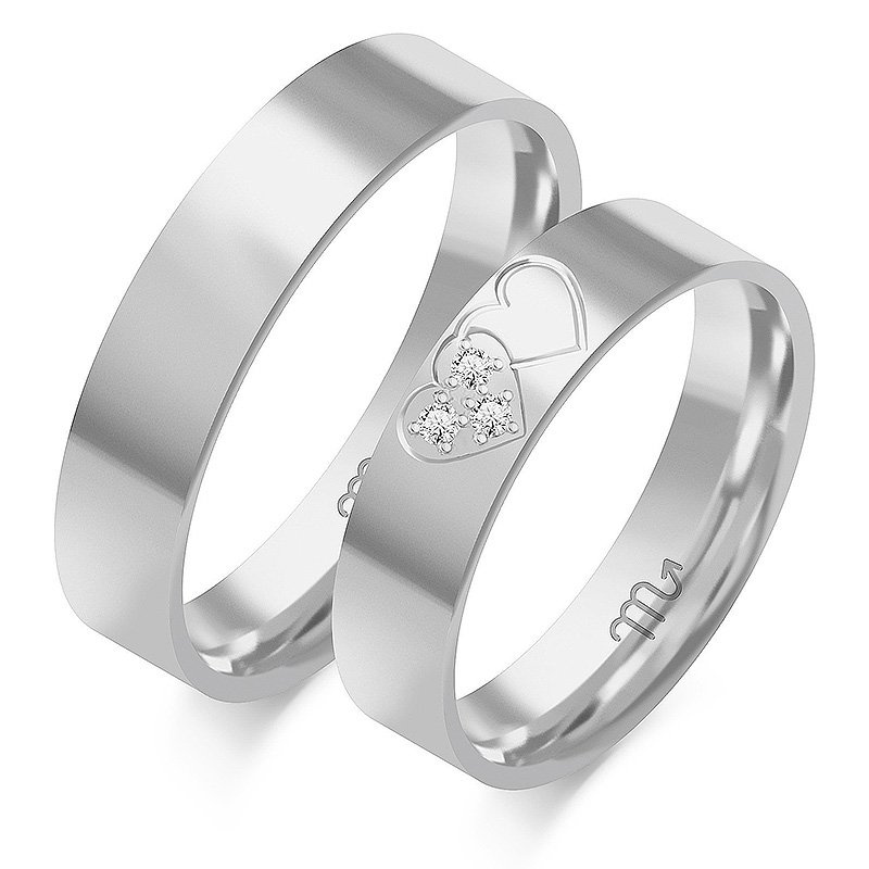 Obrączki ślubne płaskie z serduszkami 5mm żółte złoto 585