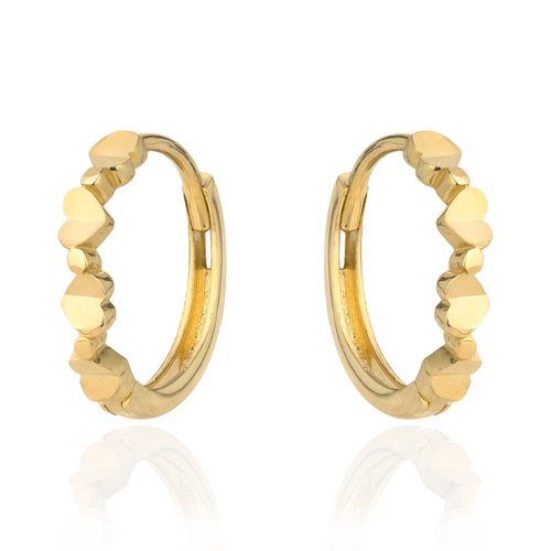 Kolczyki cztery złote serduszka na kreolu