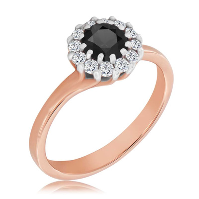 Różowy pierścionek z czarnym diamentem
