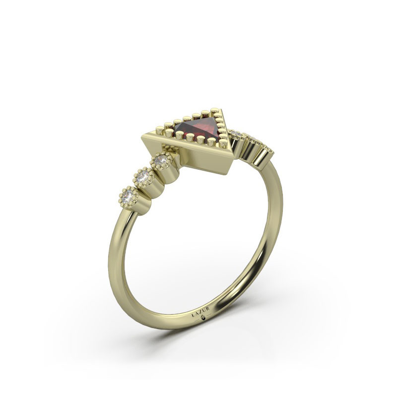 Złoty pierścionek z granatem i brylantami