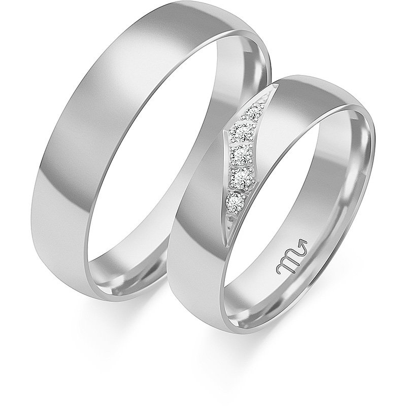 Obrączki ślubne półokrągłe z kamieniami 5mm złoto próba 585