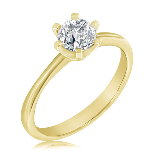 Złoty pierścionek z brylantem syntetycznym