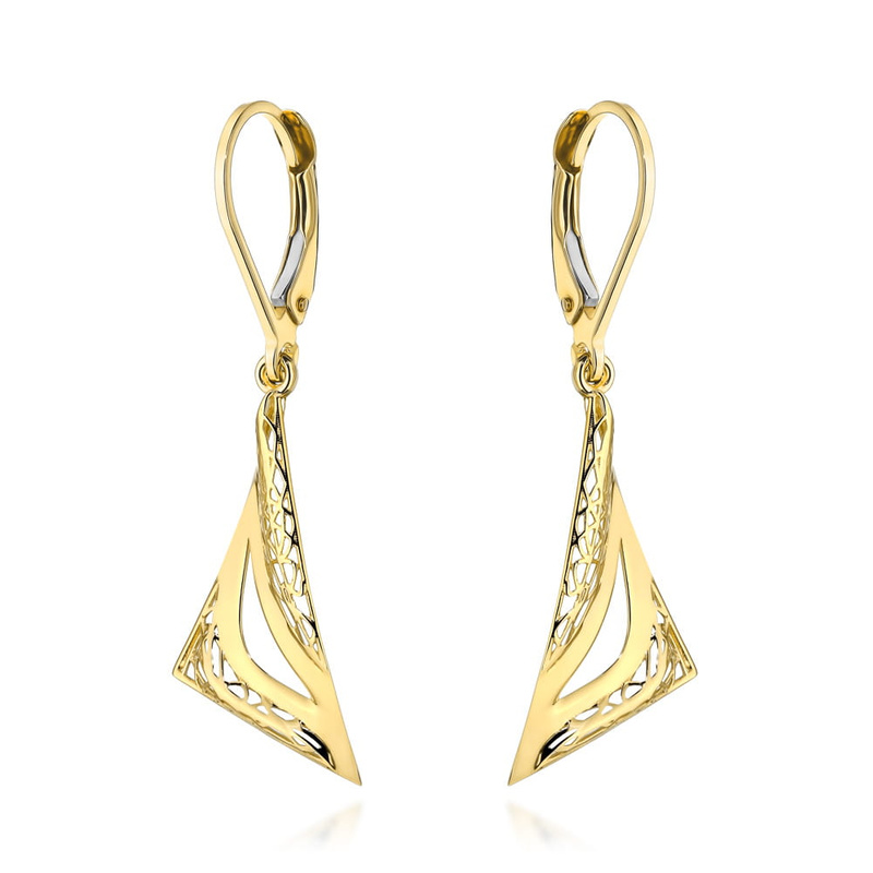 Kolczyki złote trójkąty i ażur