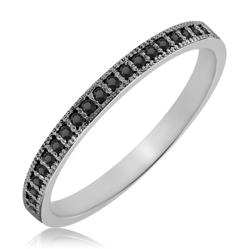 Biały pierścionek z czarnymi diamentami