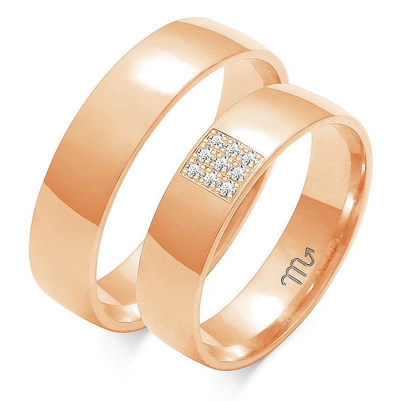 Obrączki ślubne półokrągłe z kamieniami 5mm złoto próba 585