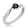 Elegancki pierścionek z czarnym diamentem białe złoto 585