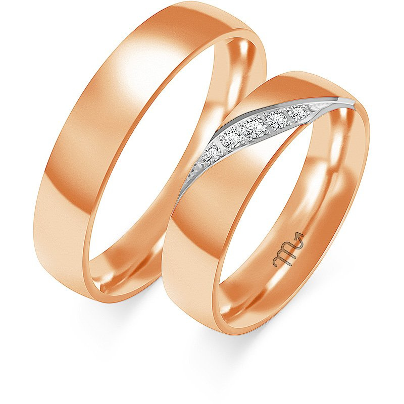 Obrączki ślubne półokrągłe 4,5mm z kamieniami złoto próba 585