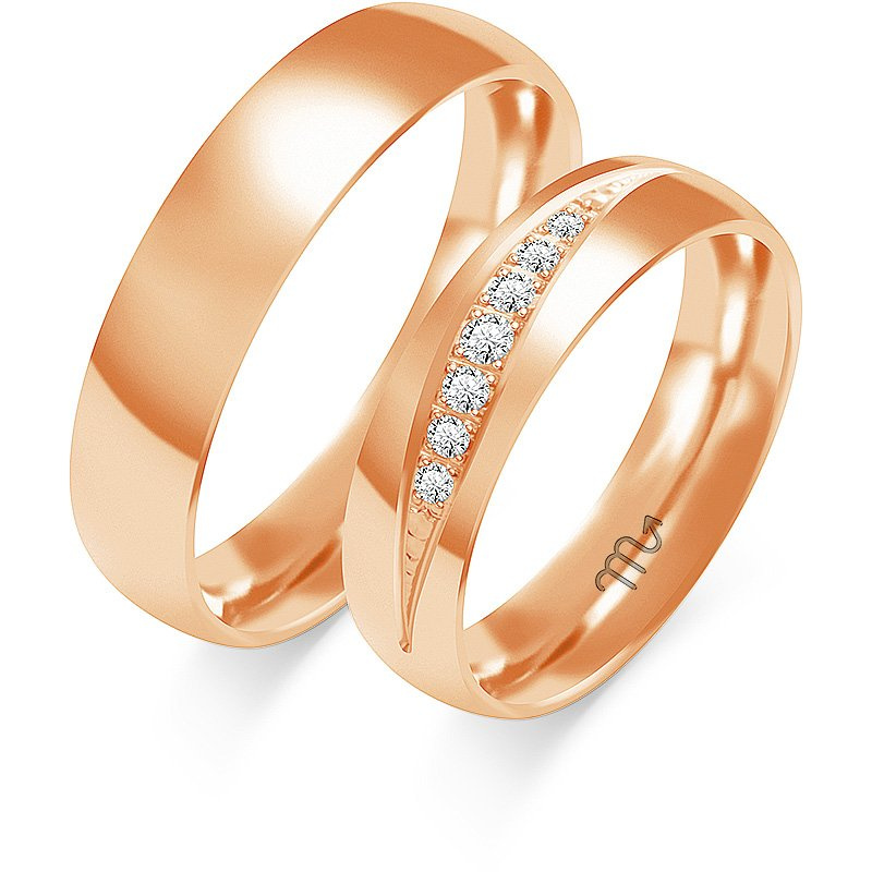 Obrączki ślubne półokrągłe z kamieniami 5mm złoto próba 585