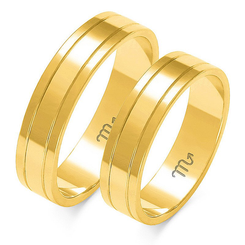 Obrączki ślubne płaskie 5mm dwukolorowe żółte i białe złoto próba 585