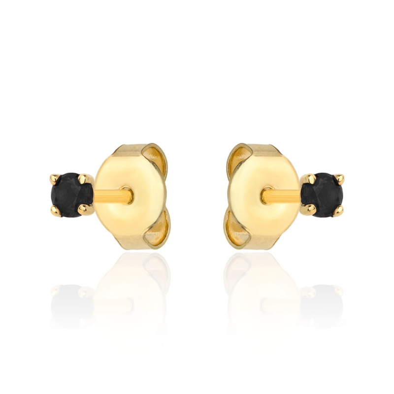 Kolczyki złote centralna czarna cyrkonia