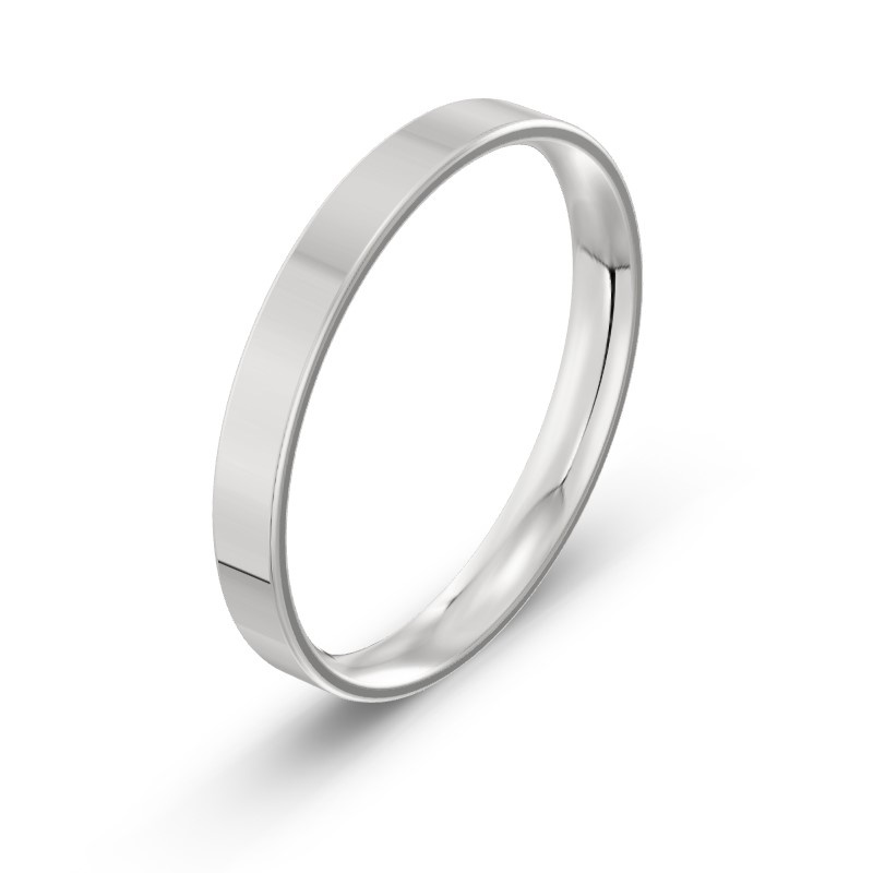 Męska obrączka ślubna klasyczna płaska 3mm białe złoto 585