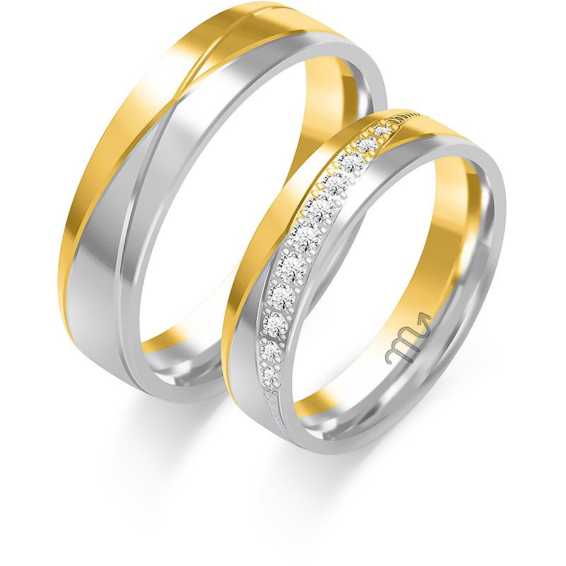 Obrączki ślubne płaskie z wzorem 5mm białe złoto 585