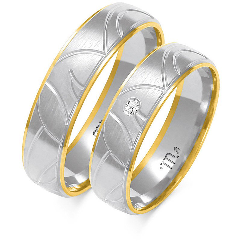 Nietypowe obrączki ślubne półokrągłe z kamieniem 5,5mm próba 585