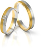 Obrączki ślubne płaskie z diamentami 4mm dwukolorowe białe i żółte złoto próba 585