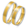 Obrączki ślubne płaskie 5mm z kamieniem dwukolorowe żółte i białe złoto próba 585