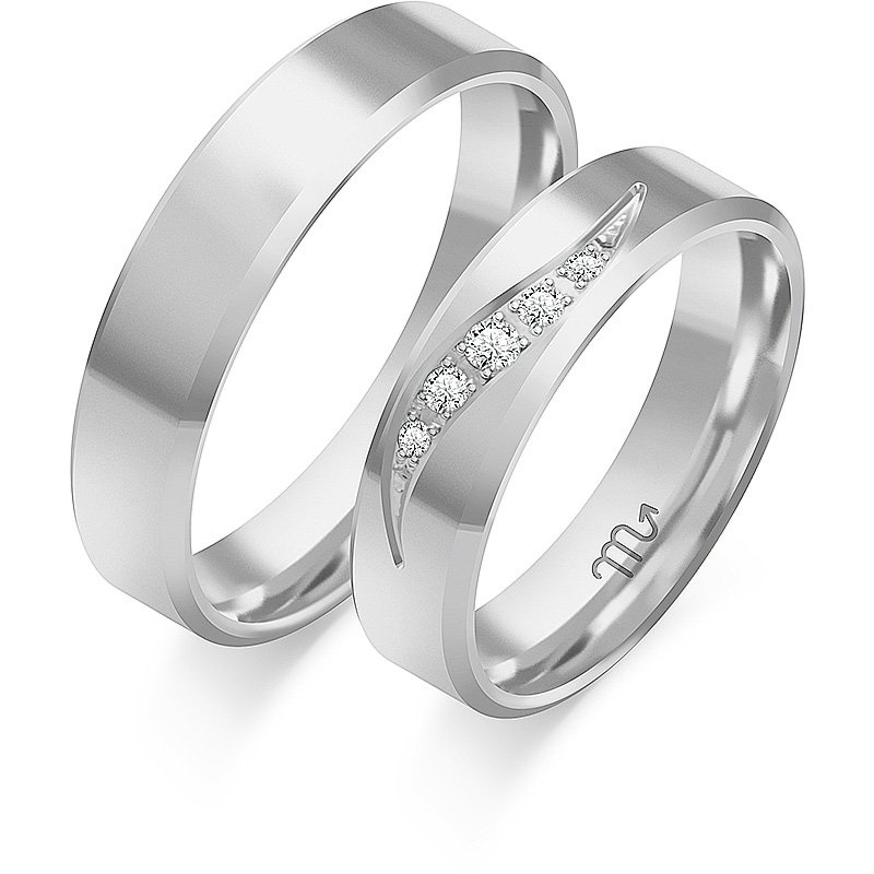 Obrączki ślubne fazowane z kamieniami 5mm żółte złoto 585