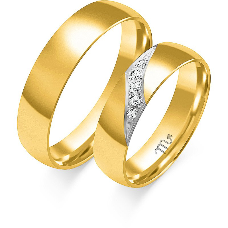 Obrączki ślubne półokrągłe z kamieniami 5mm złoto próba 585