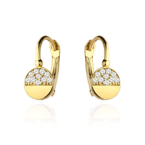 Kolczyki pełne kółko pół złote pół cyrkonia