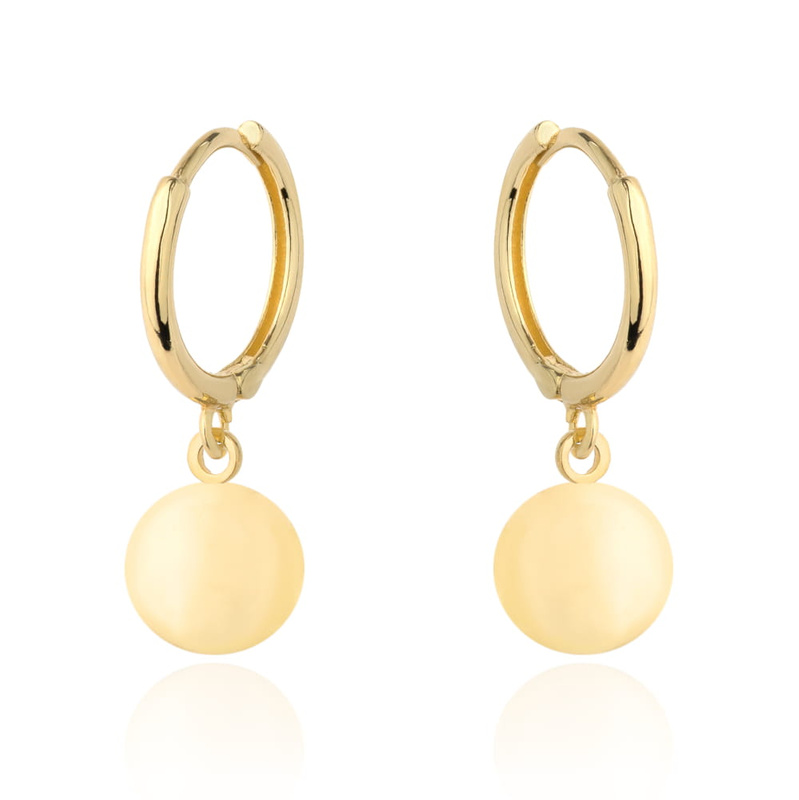 Kolczyki złote wiszące kółko z diamentowaniem